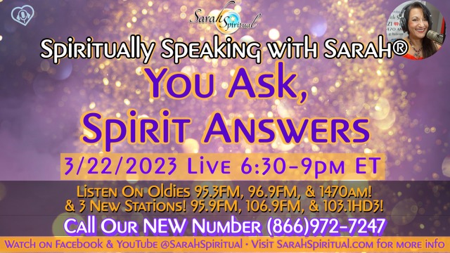Spiritually Speaking With Sarah You Ask Spirit Answers. Master image
